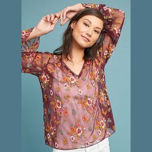 👚 Feather Bone Sheer Ruffled Blouse